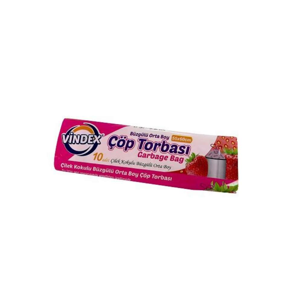 VİNDEX ÇÖP TORBASI BÜZGÜLÜ ORTA BOY ÇİLEKLİÇÖP POŞETİVİNDEX1208