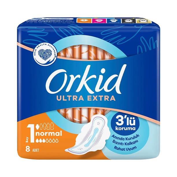 ORKİD ULTRA EXTRA NORMAL 3 LÜ KORUMA 8 Lİ BOY 1HİJYENİK PEDORKİD9267