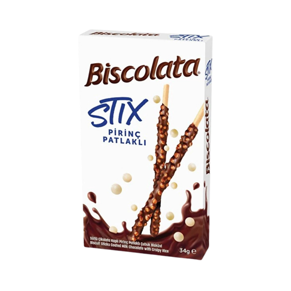 ŞÖLEN BİSCOLATA STİX PİRİNÇ PATLAKLI 34 GRKAPLAMALI BİSKÜVİMarkasızMA.KRK.4041.15