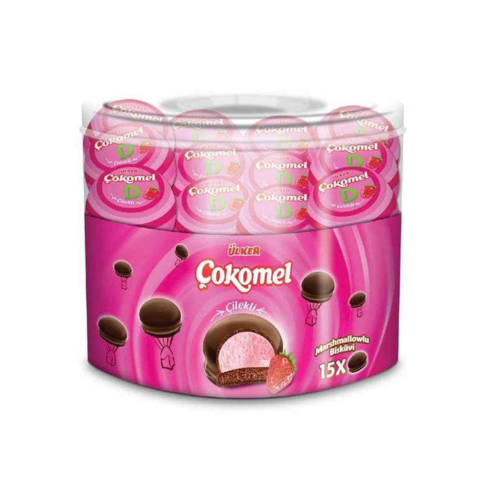 ÜLKER ÇOKOMEL ÇİLEKLİ  15 X 12GKAPLAMALI BİSKÜVİÜLKER131600