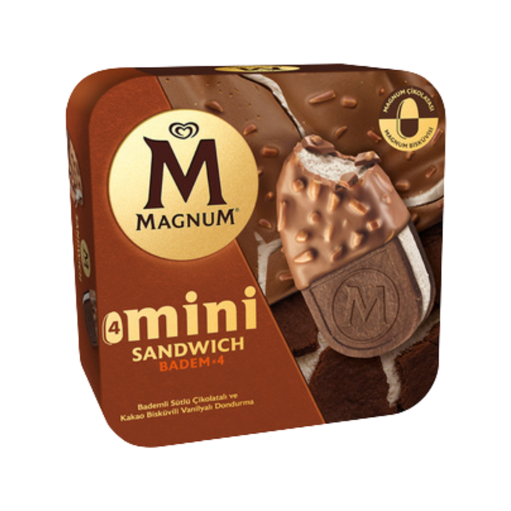 ALGİDA MAGNUM MİNİ SANDWICH BADEM 4LÜ 400ML