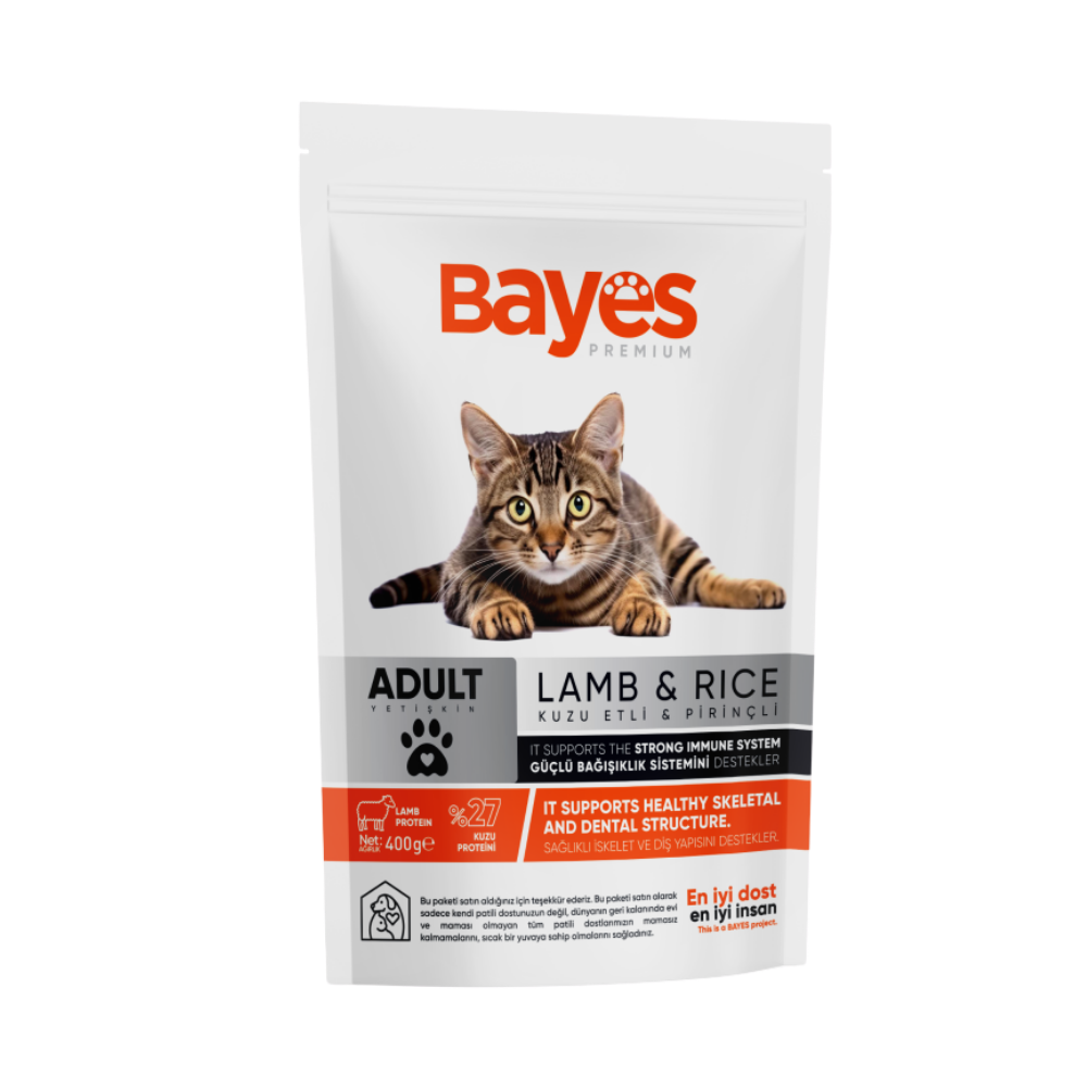 BAYES KEDİ KURU MAMA KUZU-PRİNÇ YETİŞKİN 400 GRMAMABAYES760014