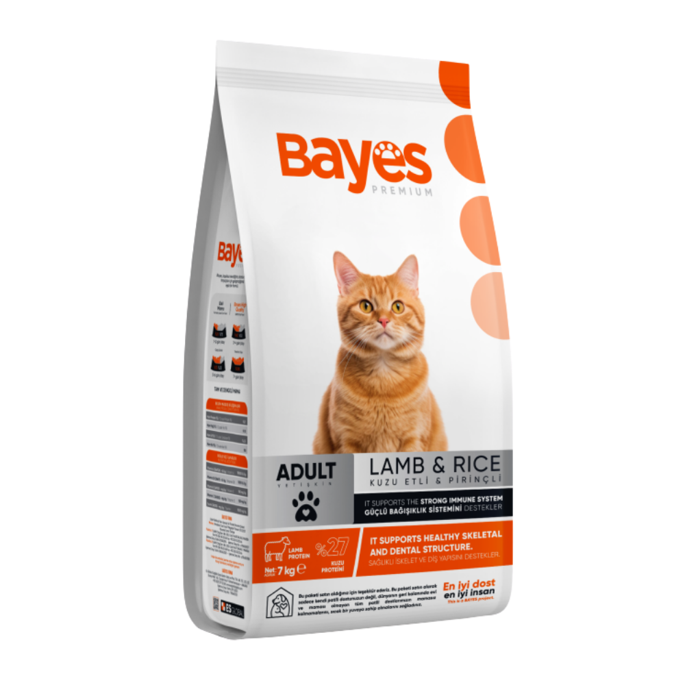 BAYES KEDİ KURU MAMA KUZU ET-PİRİNÇ YETİŞKİN 7 KGMAMABAYES760144