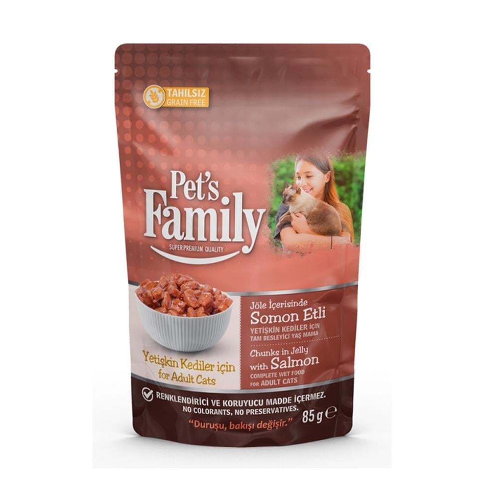 PET‘S FAMILY  KEDİLER İÇİN JÖLELİ SOMON ETLİ MAMA 85 GRMAMAPETS FAMİLİY315-002