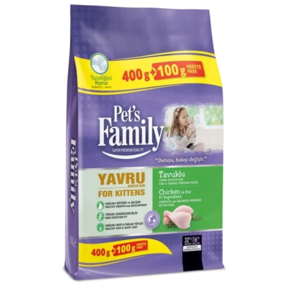 PET‘S FAMILY YAVRU KEDİLER İÇİN TAVUKLU MAMA 500 GRMAMAPETS FAMİLİY315-051