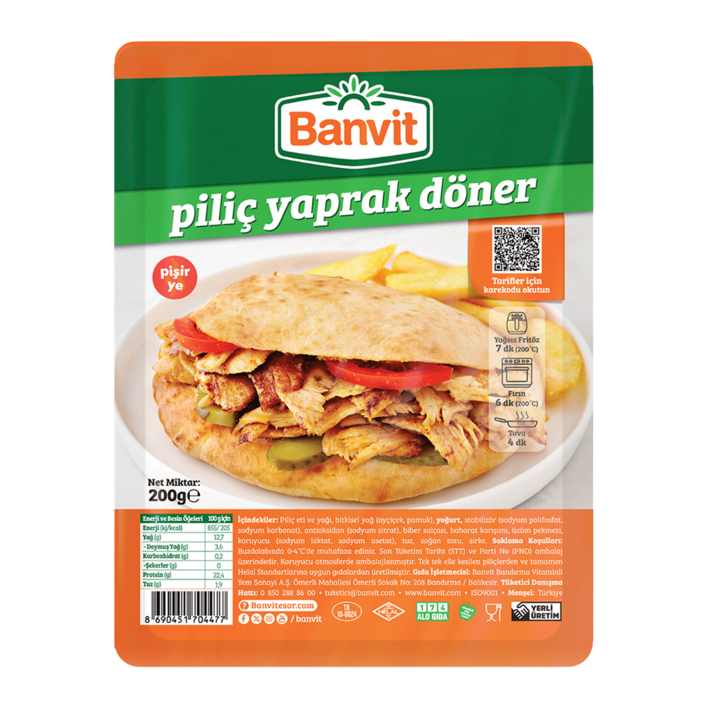 BANVİT PİLİÇ YAPRAK DÖNER 200 GRPRATİK YEMEKBANVİT70447