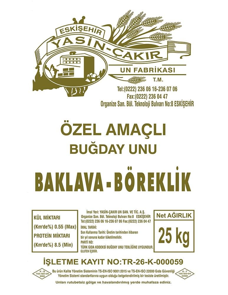 YASİNÇAKIR BAKLAVALIK BÖREKLİK UN 25 KGSADE UNYASİN ÇAKIR02.03