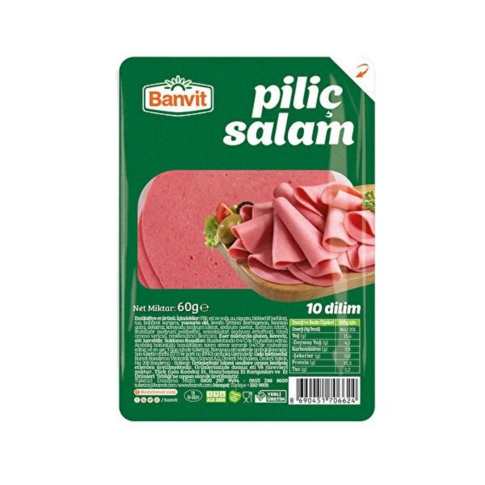 BANVİT DİLİMLİ PİLİÇ SALAM 60 GRSALAM & SOSİSBANVİT71272