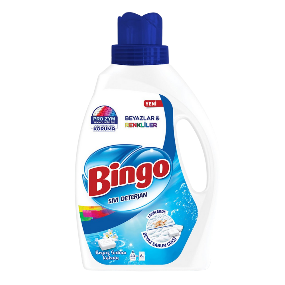 BİNGO SIVI DETERJAN 2600 ML RENKLİLER VE BEYAZLAR BEYAZ SABUNSIVI DETERJANBİNGO50002456