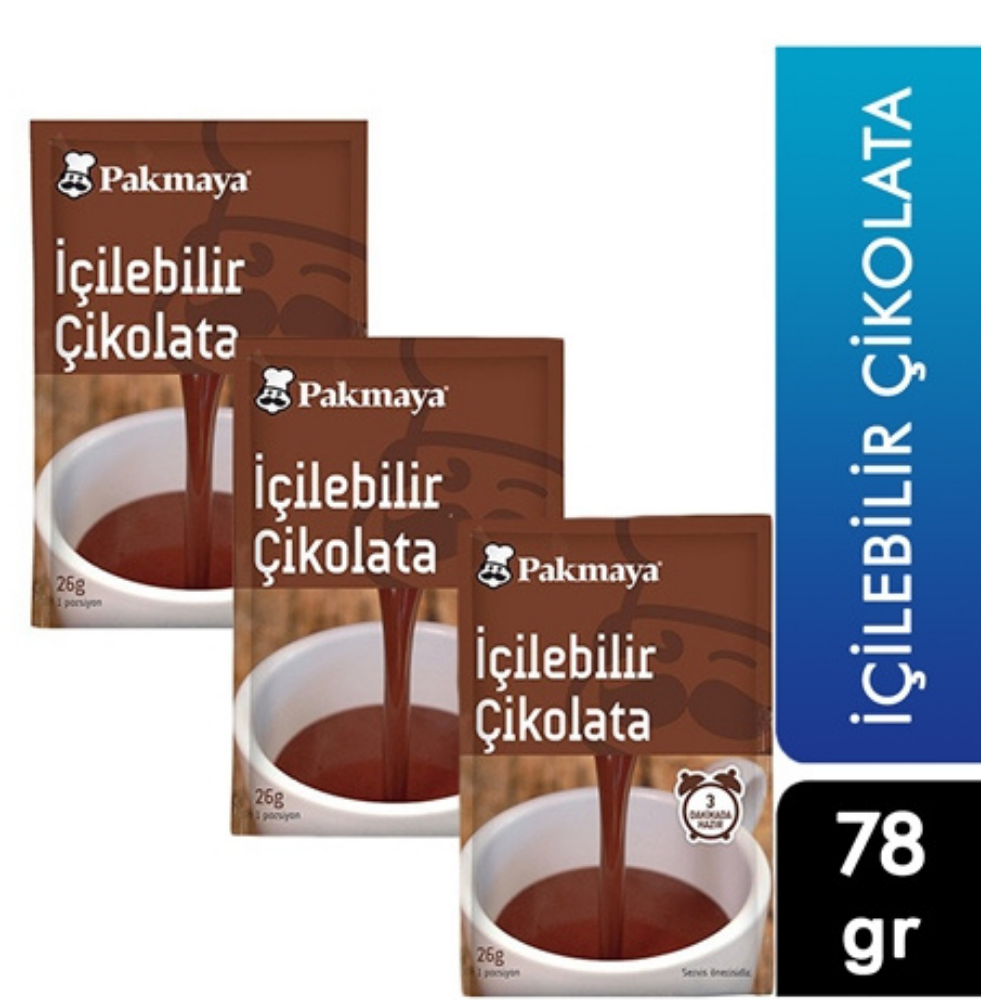 PAKMAYA 3'LÜ İÇİLEBİLİR ÇİKOLATA 3X26 GRTOZ TATLILARPAKMAYAPAK38
