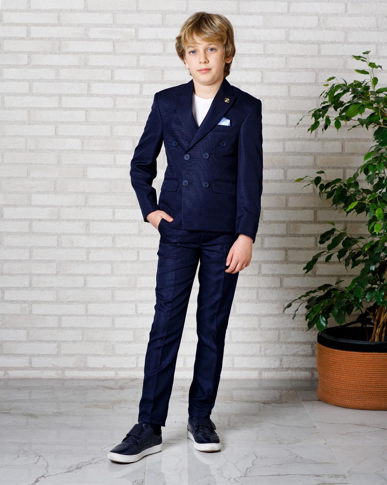 Erkek Çocuk Lacivert Spor 3 lü Takım Pantolon Tişort Ceket 6-14 Yaş