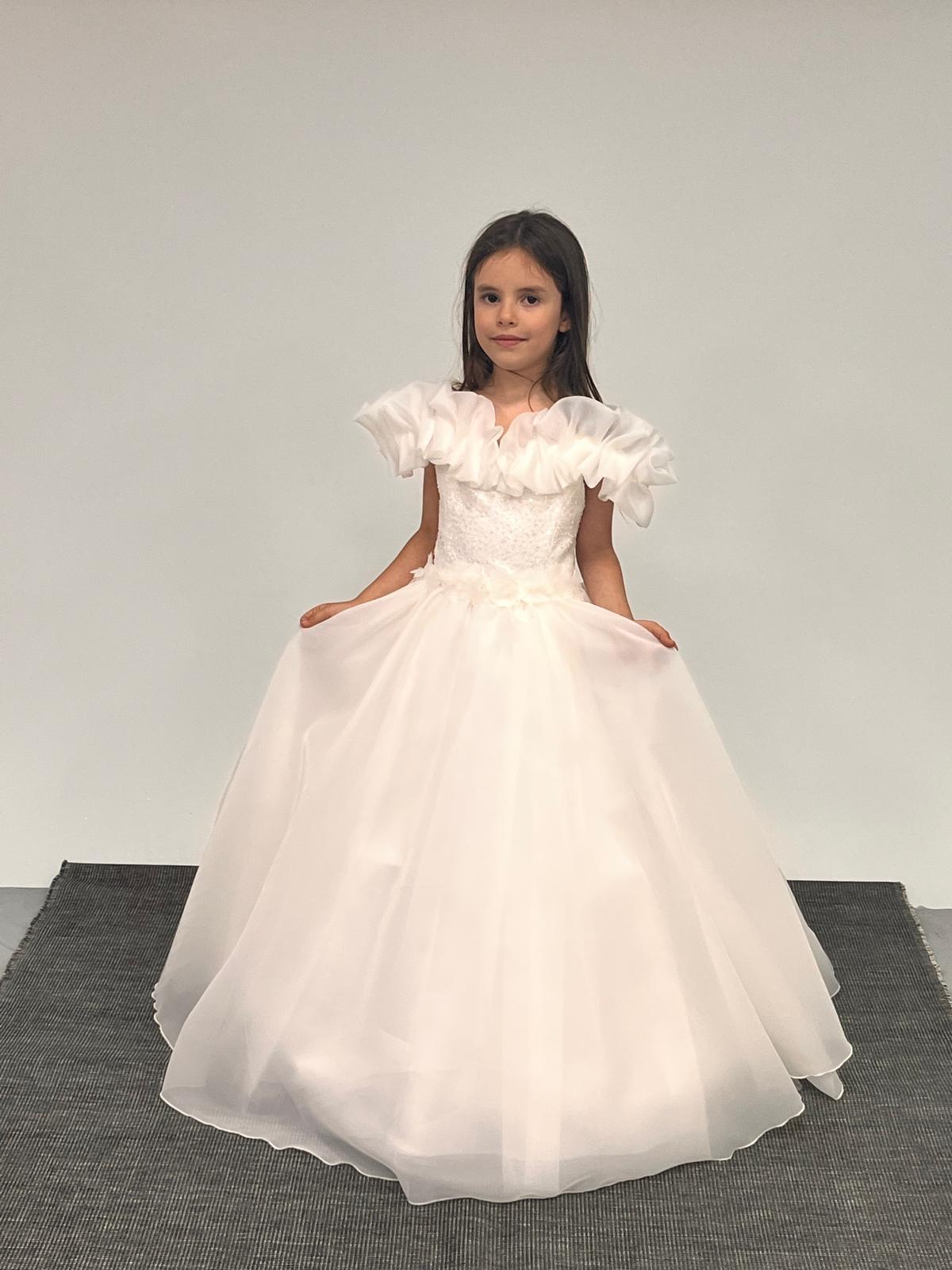 Kız Çocuk Kasnaklı Kabarık Yakası Farbalı Abiye 2-11 Yaş