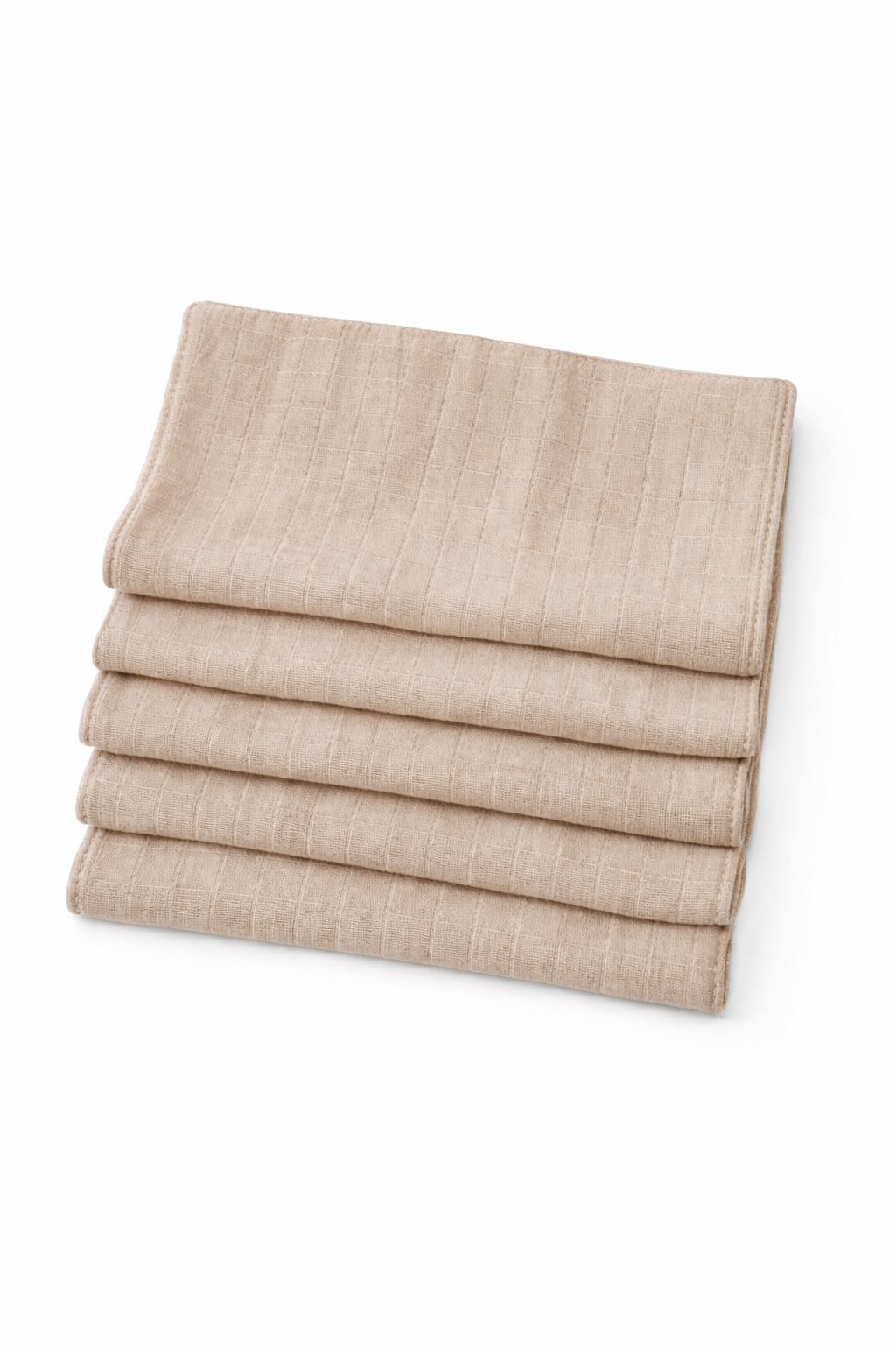 Açık Kahve 5 Adet Müslin Ağız Mendili - Sırt Mendili - Salya Bezi 