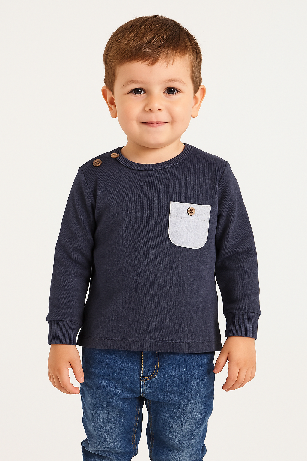 Jaju Baby Erkek Bebek Lacivert Cep Detaylı Sweatshirt