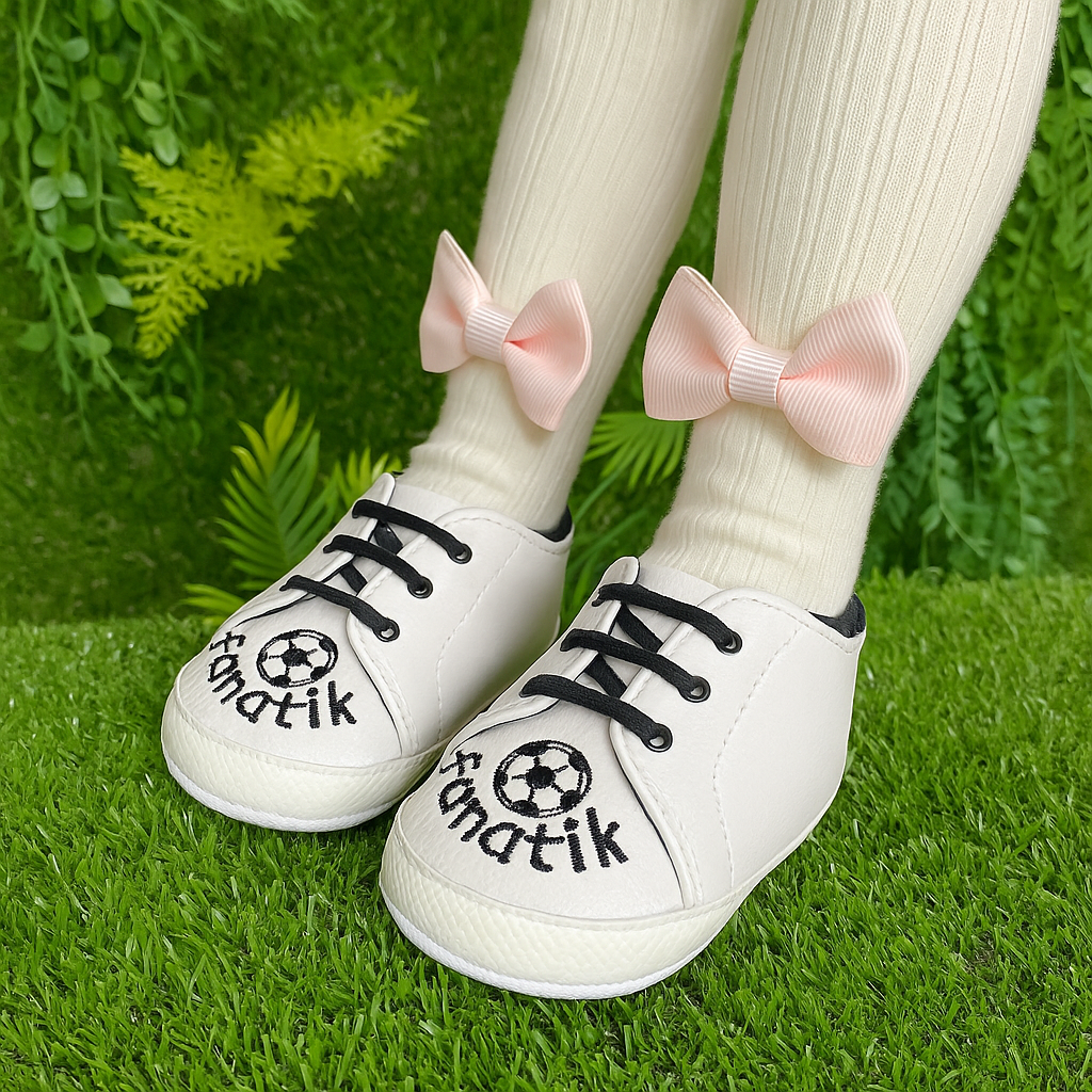 Jaju Baby Erkek Bebek Siyah Beyaz Renk Bağcıklı Ayakkabı