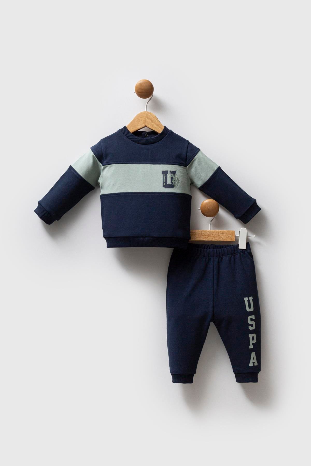 Jaju Baby Erkek Bebek U.S. POLO Assn.   LACİVERT-YEŞİL - İki İplik - 2 li Takım USB2540 - V1