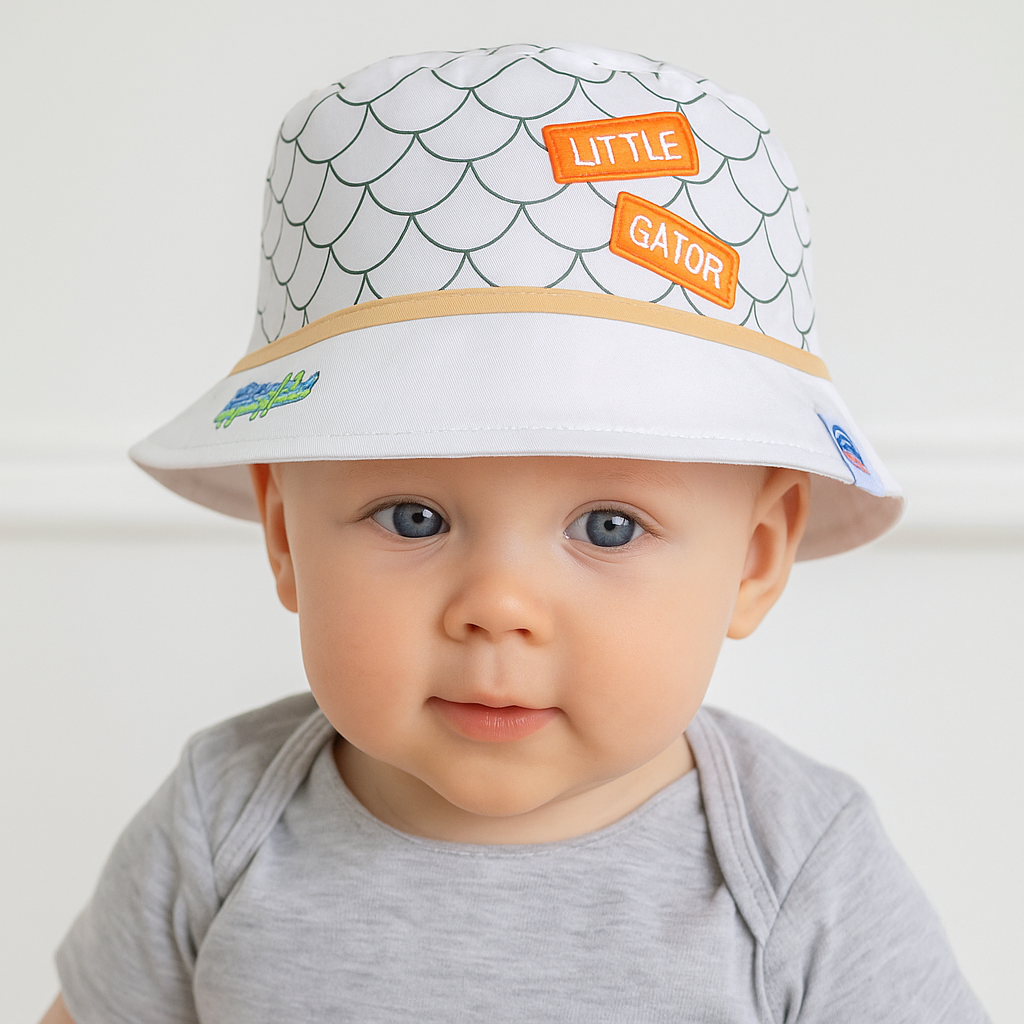 Jaju Baby Erkek Çocuk 1-3 Yaş Beyaz Renk Little Gator Yazılı Fötr Şapka