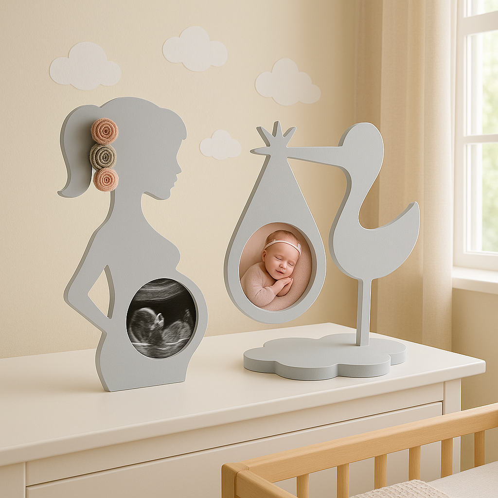 Jaju Baby Hamile Kadın  ve Leylek Dekoratif Fotoğraf Çerçevesi