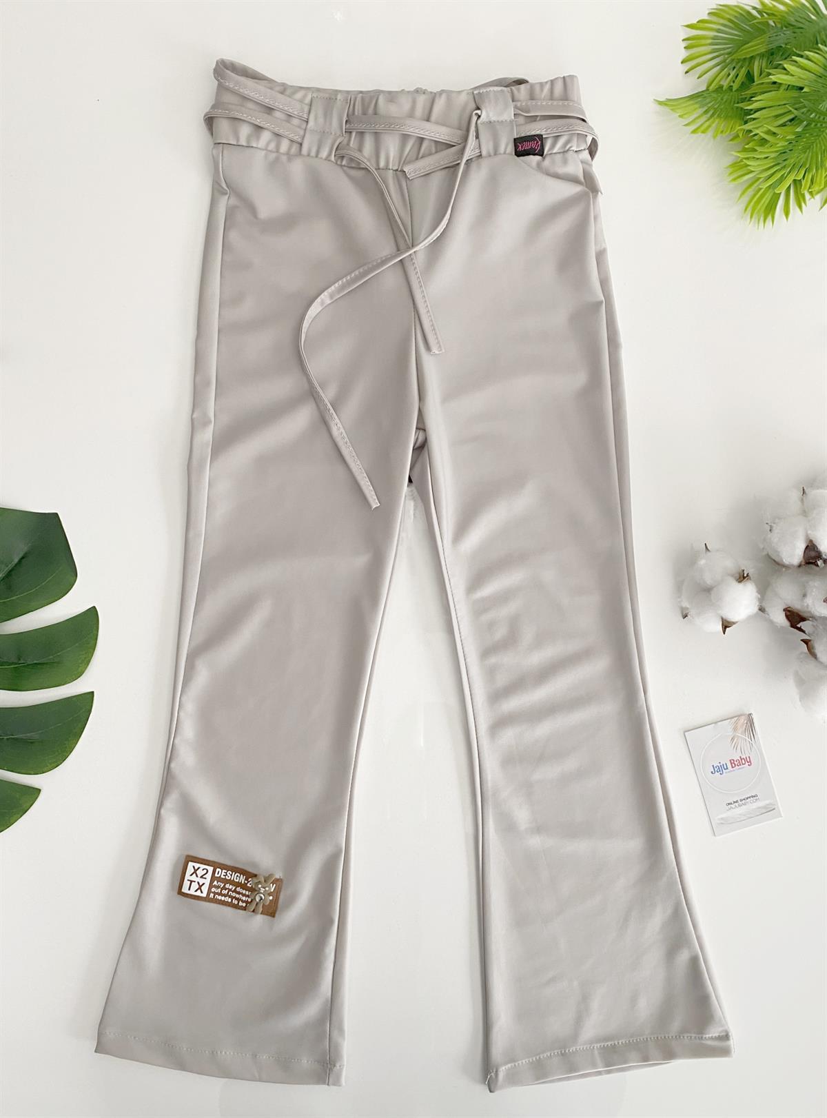 Jaju Baby Kız Çocuk Bej İspanyol Paça Deri Pantolon