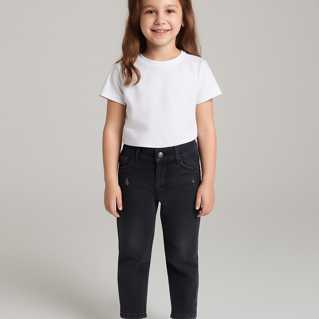 Jaju Baby Kız Çocuk Siyah Boyfriend Jeans Pantolon