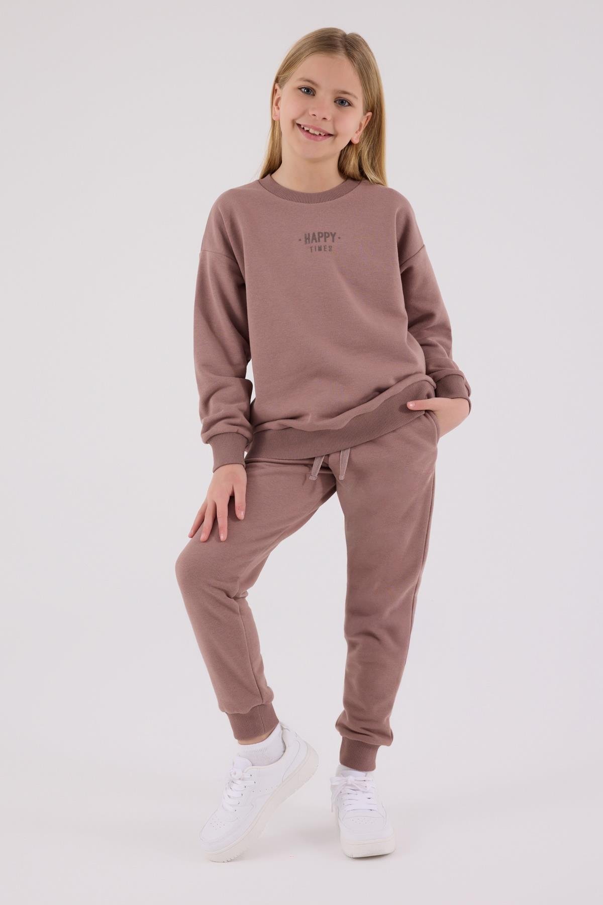 Jaju Baby Kız Çocuk   VİZON - Üç İplik - Eşofman Takımı RP3694 - V1