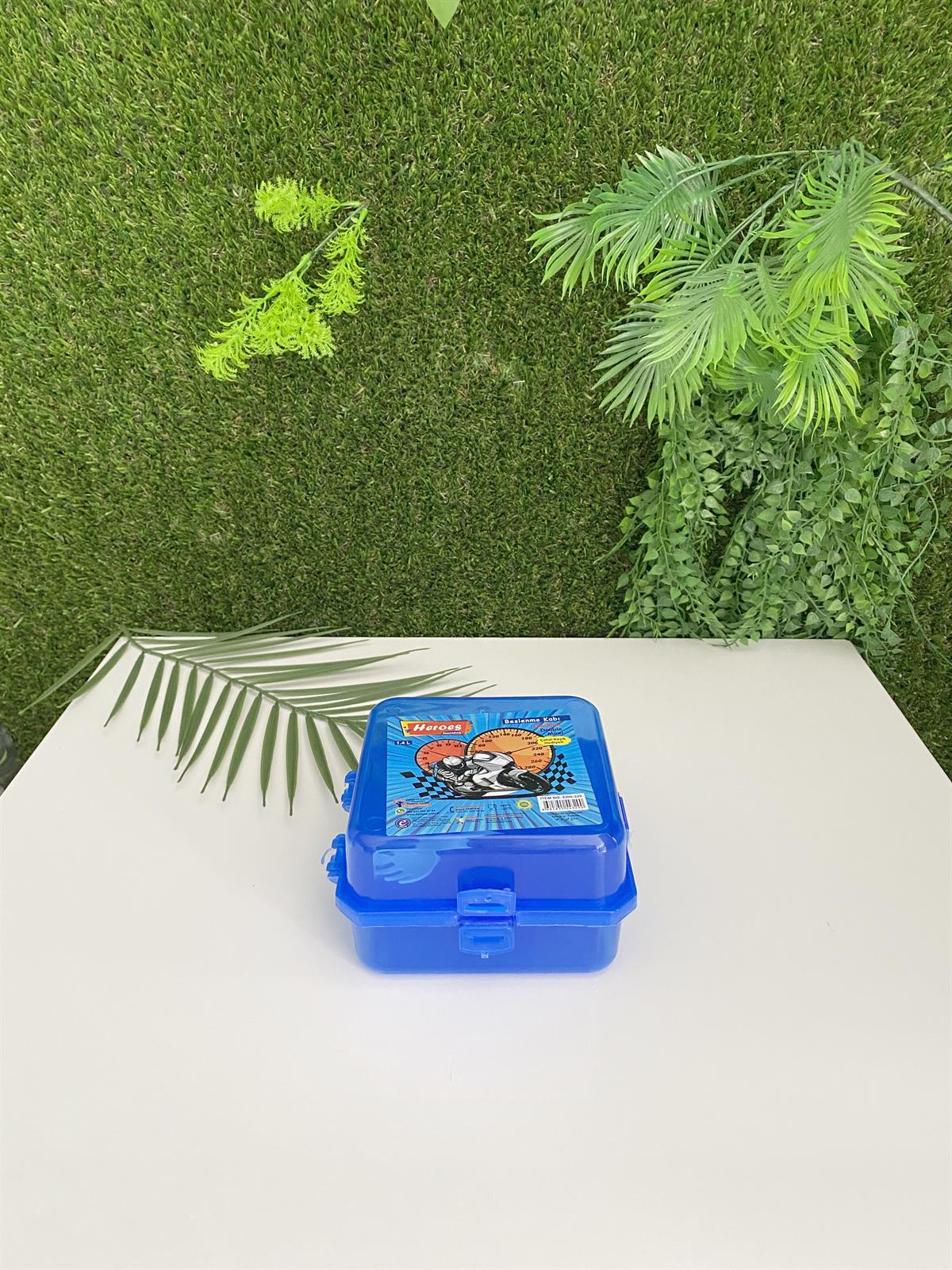 Jaju Baby Mavi Motor Resimli 2 Katlı Çatal Kaşık Hediyeli Beslenme Kutusu