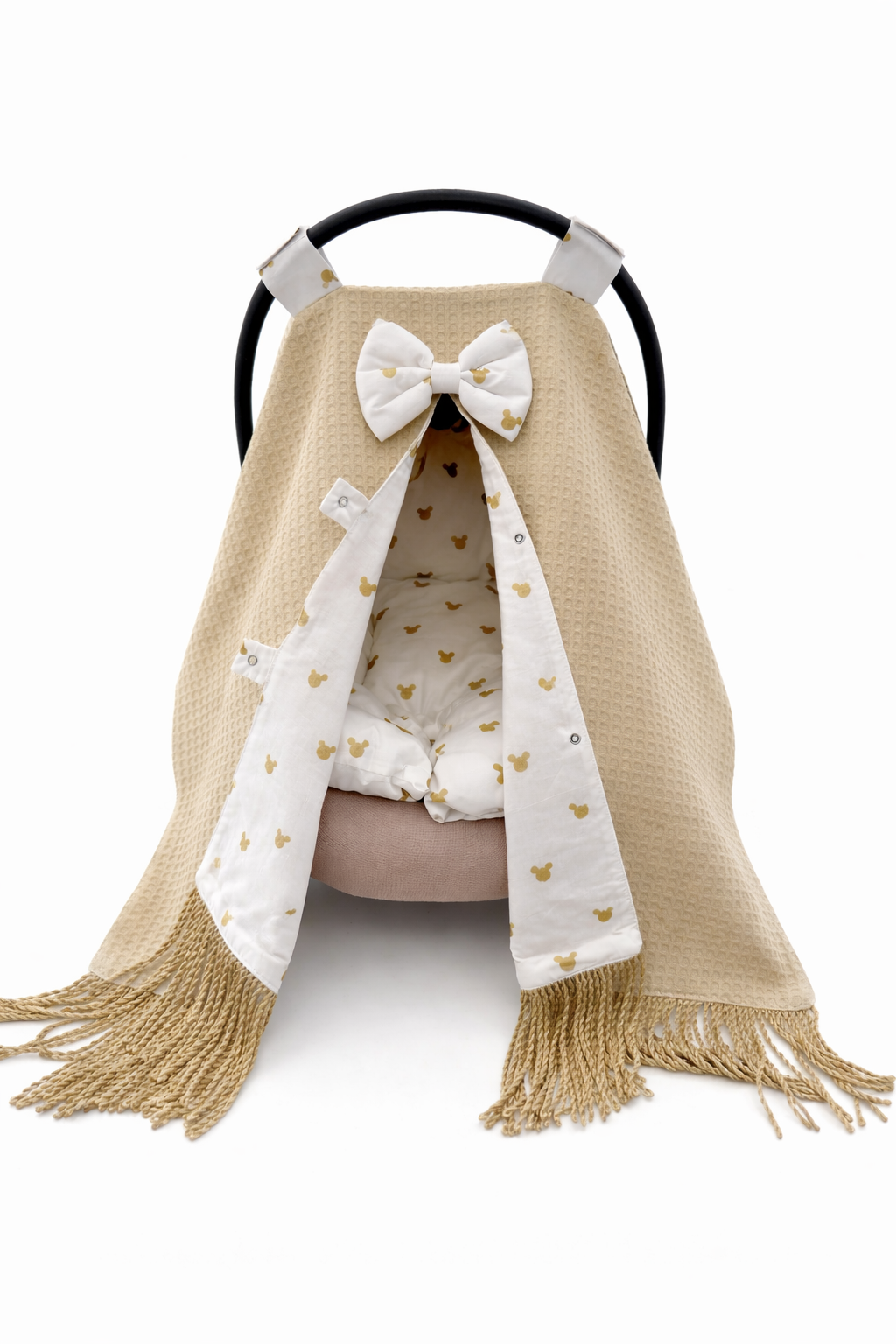 Jaju Baby Puset Örtüsü ve Puset Minderi Gold Saçaklı Lüx Model