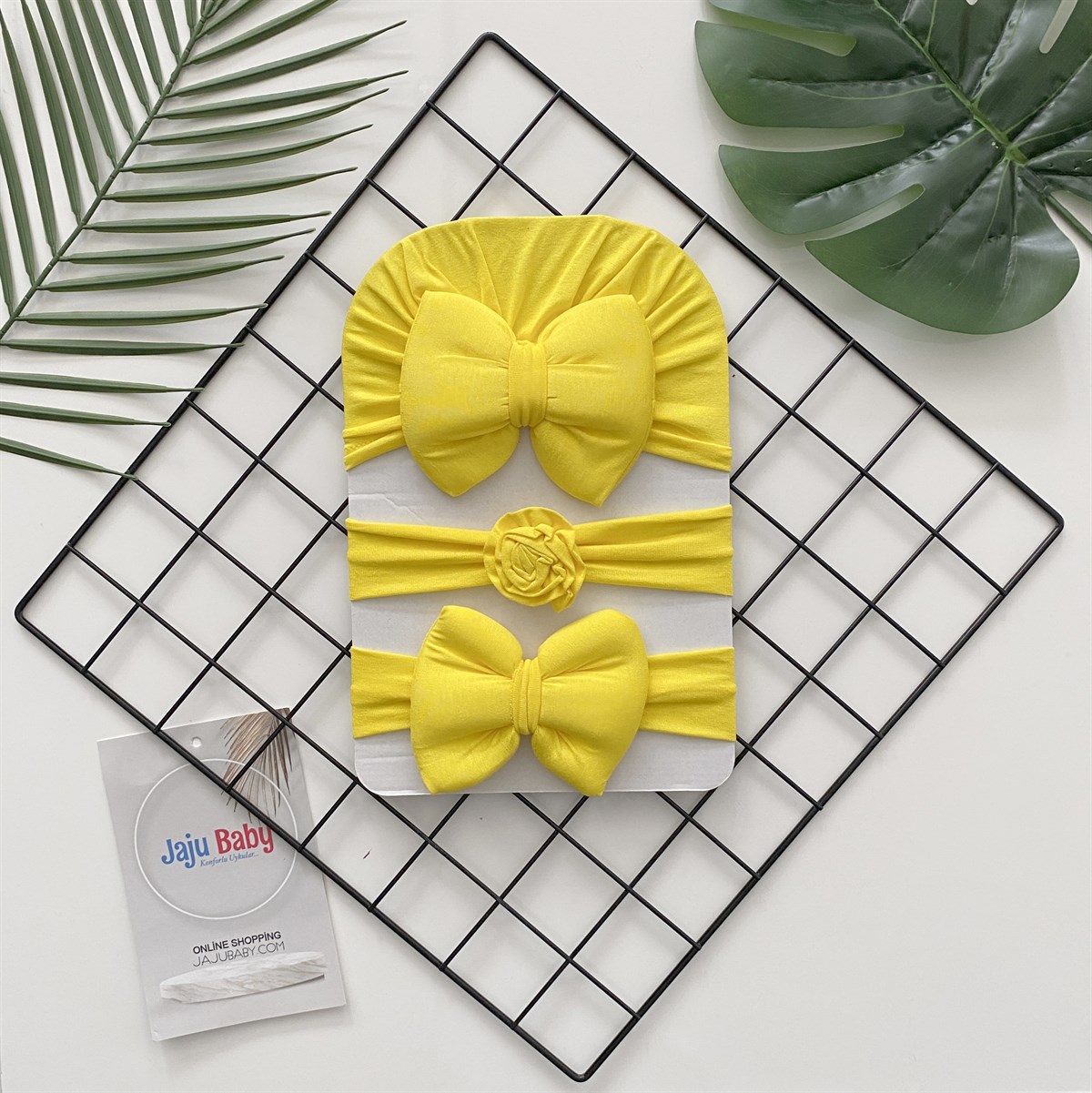 Jaju Baby Sarı Bone Saç Bandı Üçlü Set