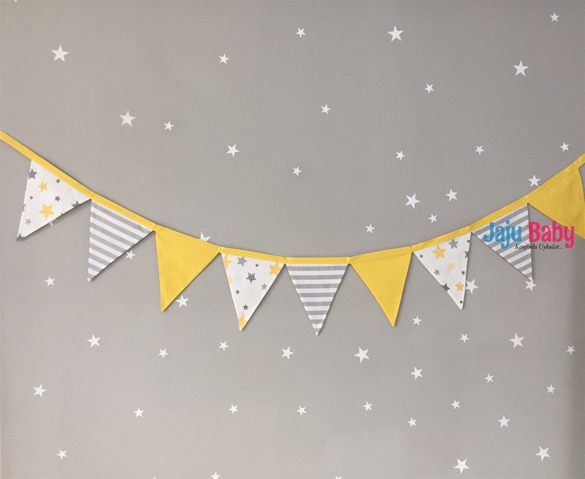 Jaju Baby Sarı Yıldızlı Bebek/Çocuk Odası Flama