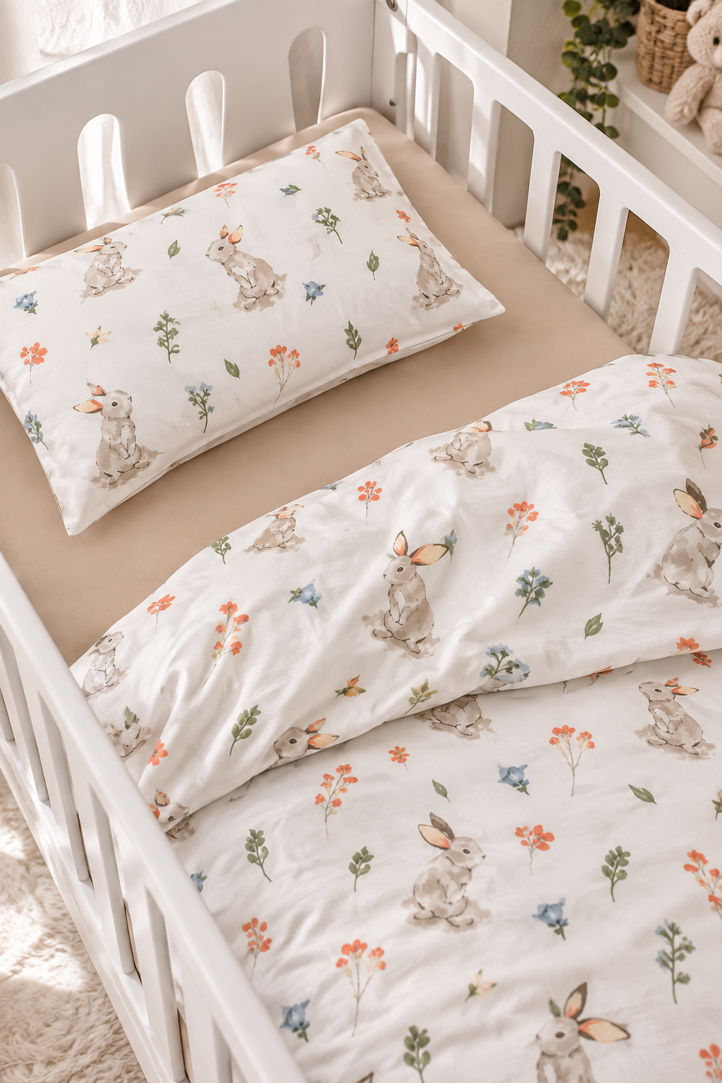 	Jaju Baby Tavşanlı 60x120 - 80x130 - 70x140 cm Uyumlu Bebek Nevresim Takımı