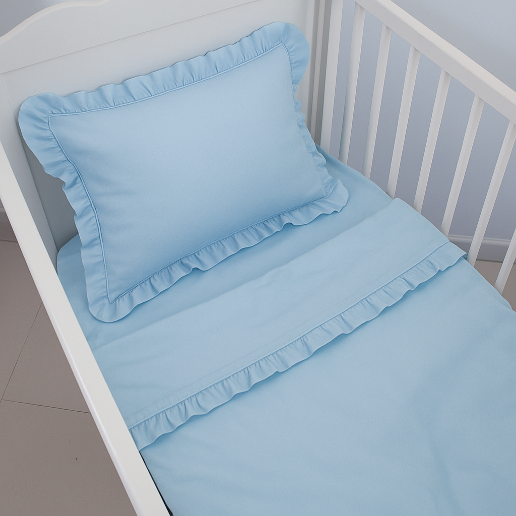 Jaju Beyaz Çift Kişilik Natural Fırfırlı Nevresim Takımı