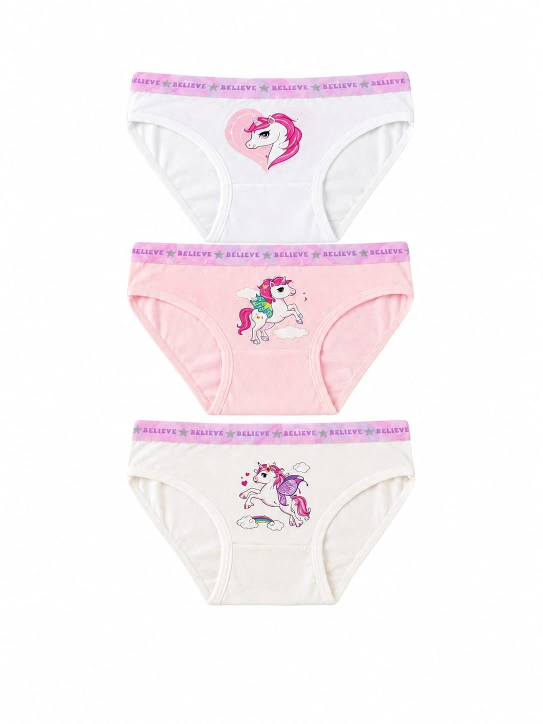 Kız Çocuk Unicorn Baskılı Slip Külot 3'lü Paket
