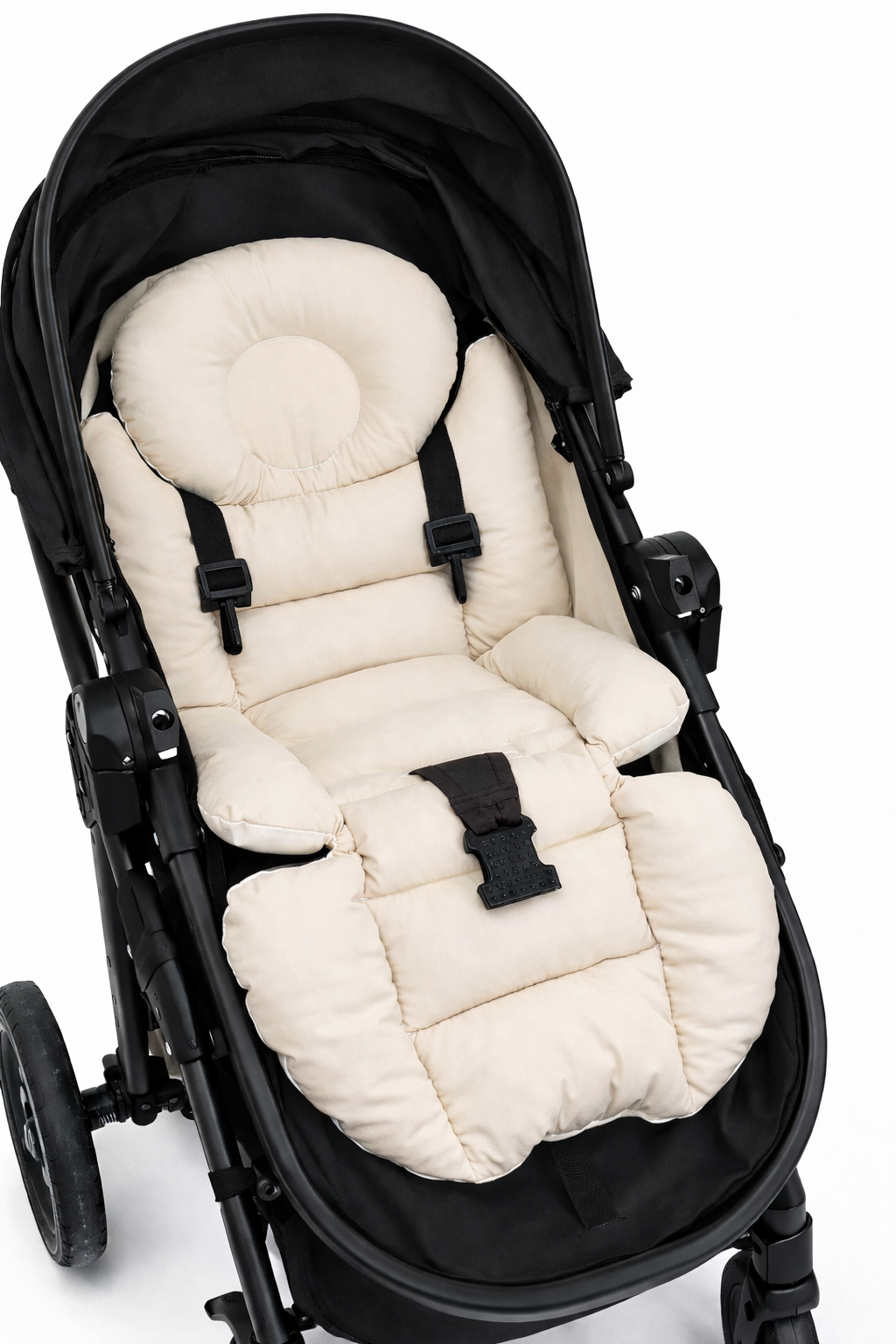 Krem Lüks Bebek Arabası Minderi – Ergonomik Destekli – 80 x 38 cm