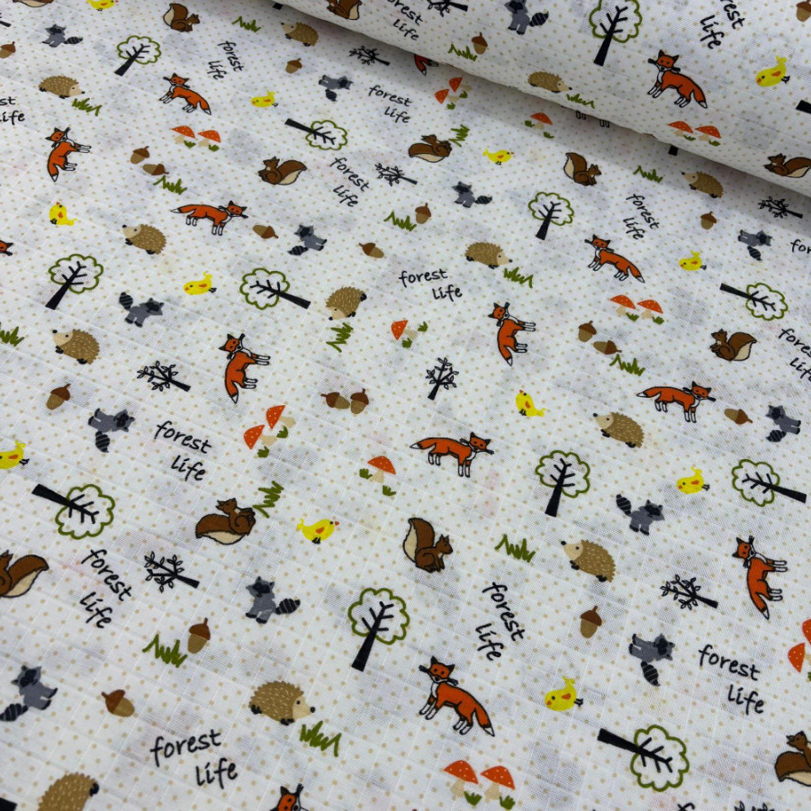 Tilkili Orman Müslin Bez Kumaş