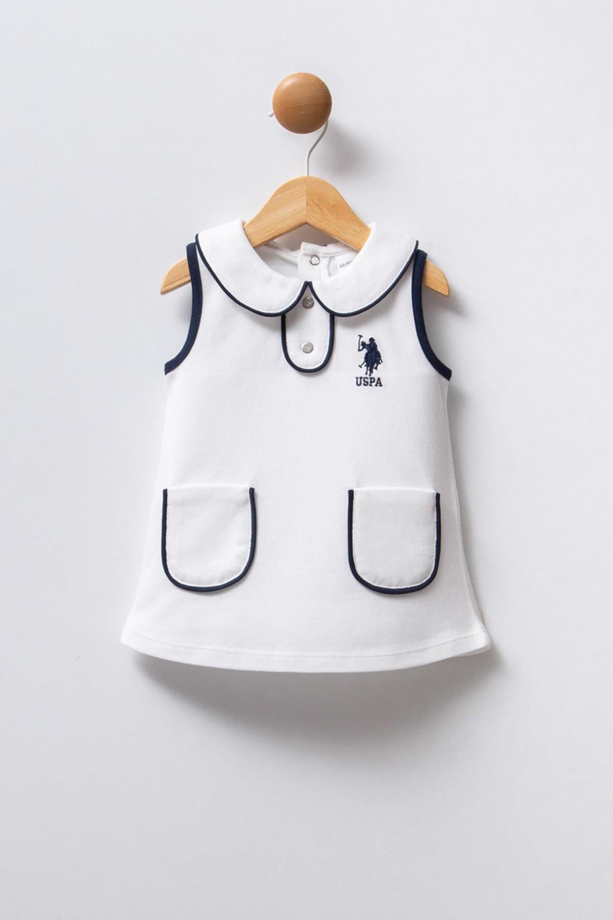 U.S. Polo Assn. Kız Bebek Krem Elbise USB2408 