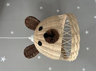 Jaju Baby El Yapımı Rattan Ayıcıklı Avize Çocuk/Bebek Odası Rattan Avize