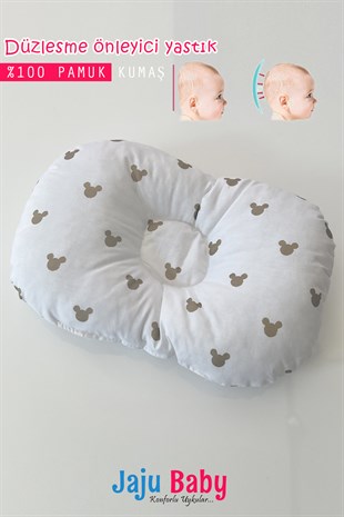 Jaju Baby Micky Gold Düz Kafa Yastığı Bebek Kafa Şekillendirici Yastık Bebek Yastığı Düz Kafa Sendorumu Önleyici Yastık