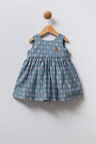 Jaju Baby U.s. Polo Assn.  Kız Çocuk MAVİ - Poplin - Elbise