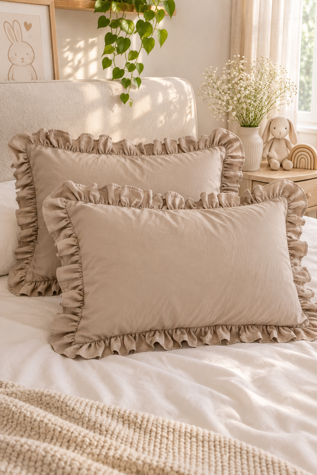  Jaju Baby Kapiçino Renk Fırfırlı Yastık Kılıfı 2 Adet 70x50 cm