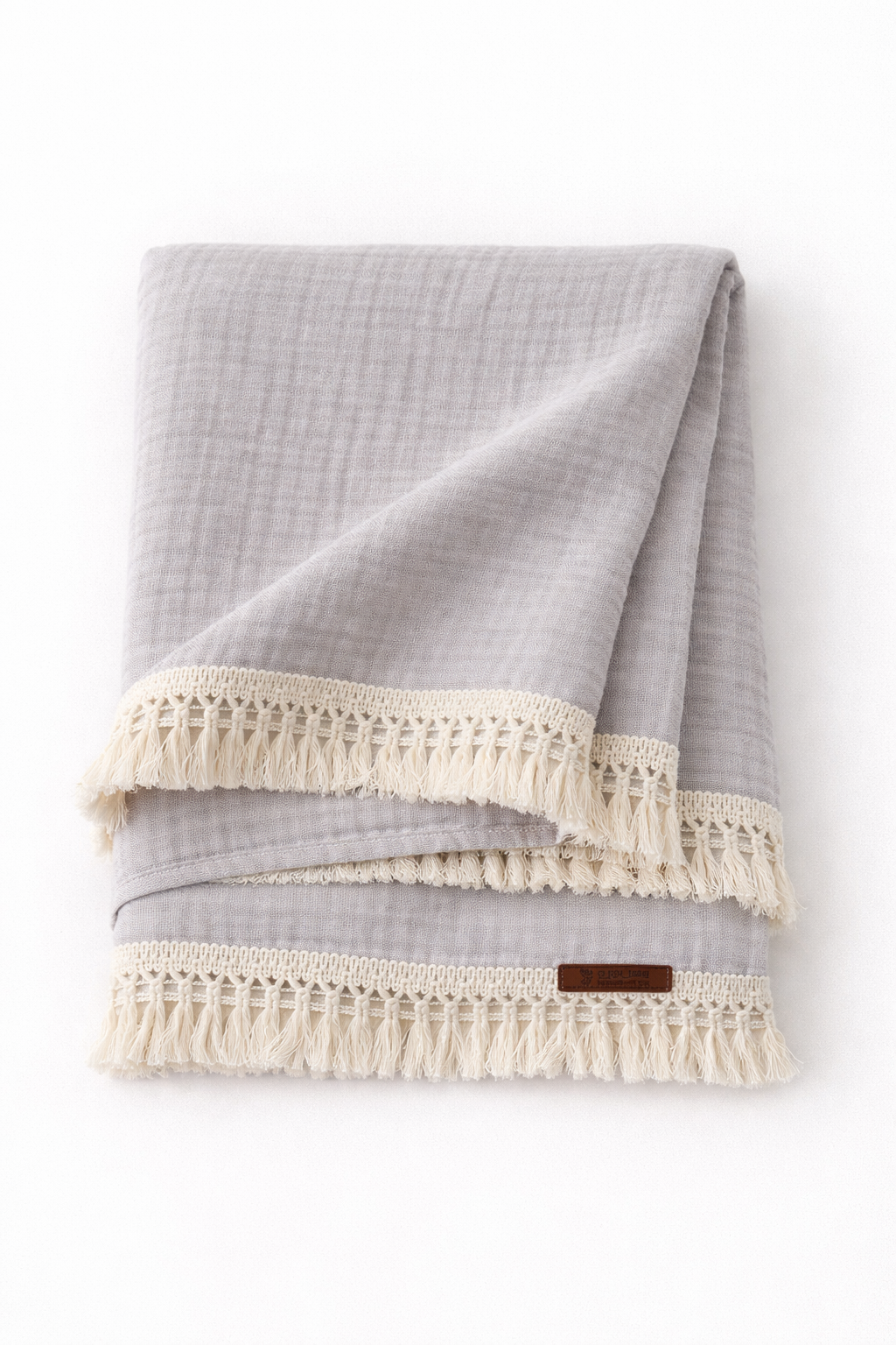 4 Katlı Gri Müslin Bebek Battaniyesi 110x110 cm – Nefes Alan %100 Pamuk