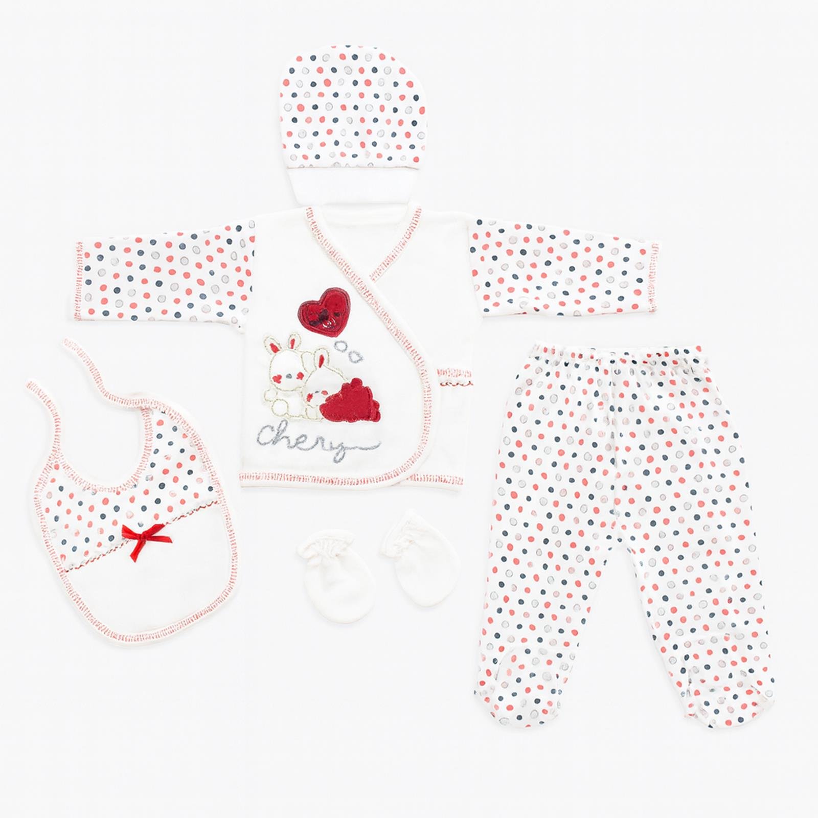 5'li Yenidoğan Hastane Çıkışı – %100 Pamuk Yumuşak Dokulu Tavşan Nakışlı Set