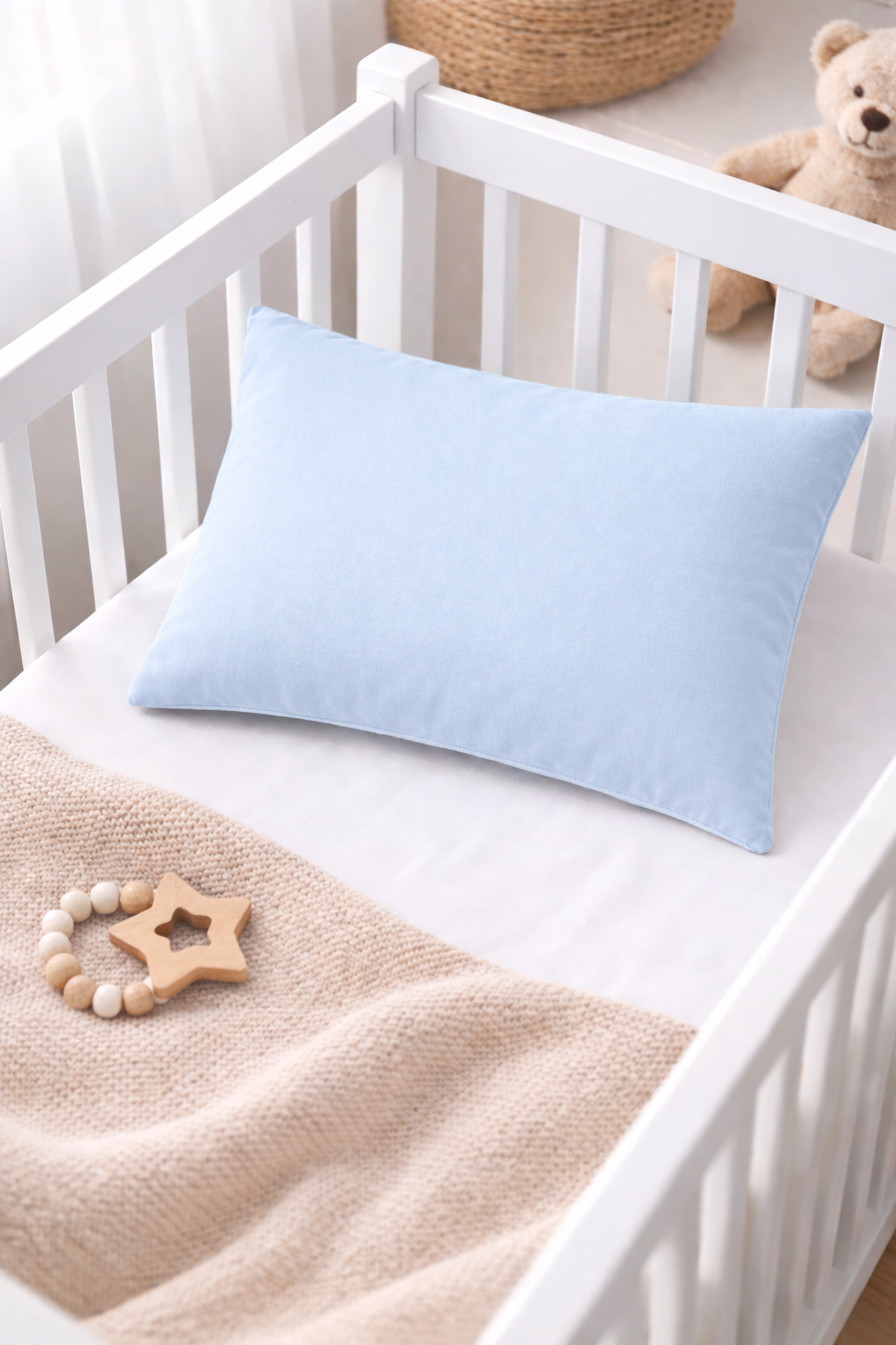 Bebe Mavisi 45×35 cm Bebek Yastığı ve Yastık Kılıfı Seti