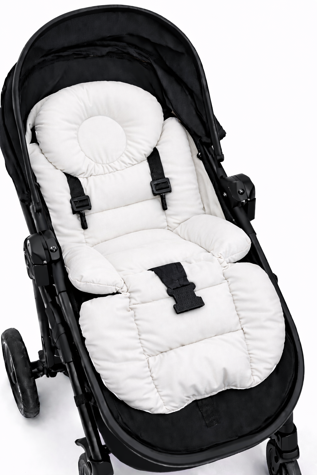 Beyaz Lüks Bebek Arabası Minderi – Ergonomik Destekli – 80 x 38 cm