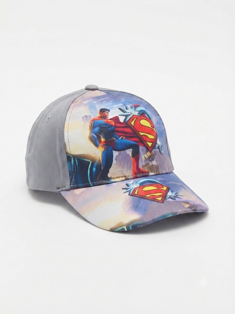 Çocuk Unisex Beyzbol Şapka – Superman Temalı Baskılı Yazlık Kep (4-8 Yaş, 52 cm)