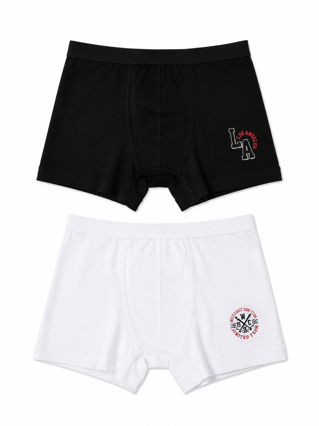 Erkek Çocuk 2'li Boxer Külot Seti %100 Pamuklu Baskılı Boxer Siyah Beyaz