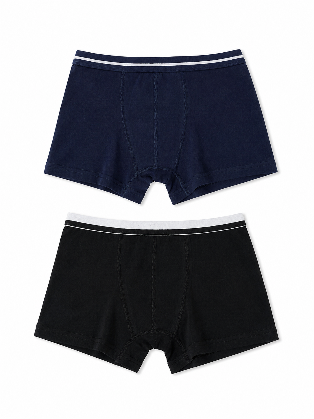 Erkek Çocuk 2'li Boxer Külot Seti %100 Pamuklu Basic Boxer Lacivert Siyah