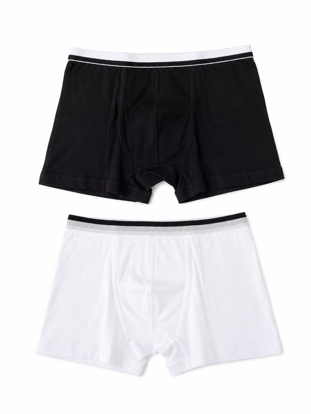 Erkek Çocuk 2'li Boxer Külot Seti %100 Pamuklu Siyah Beyaz Basic Boxer