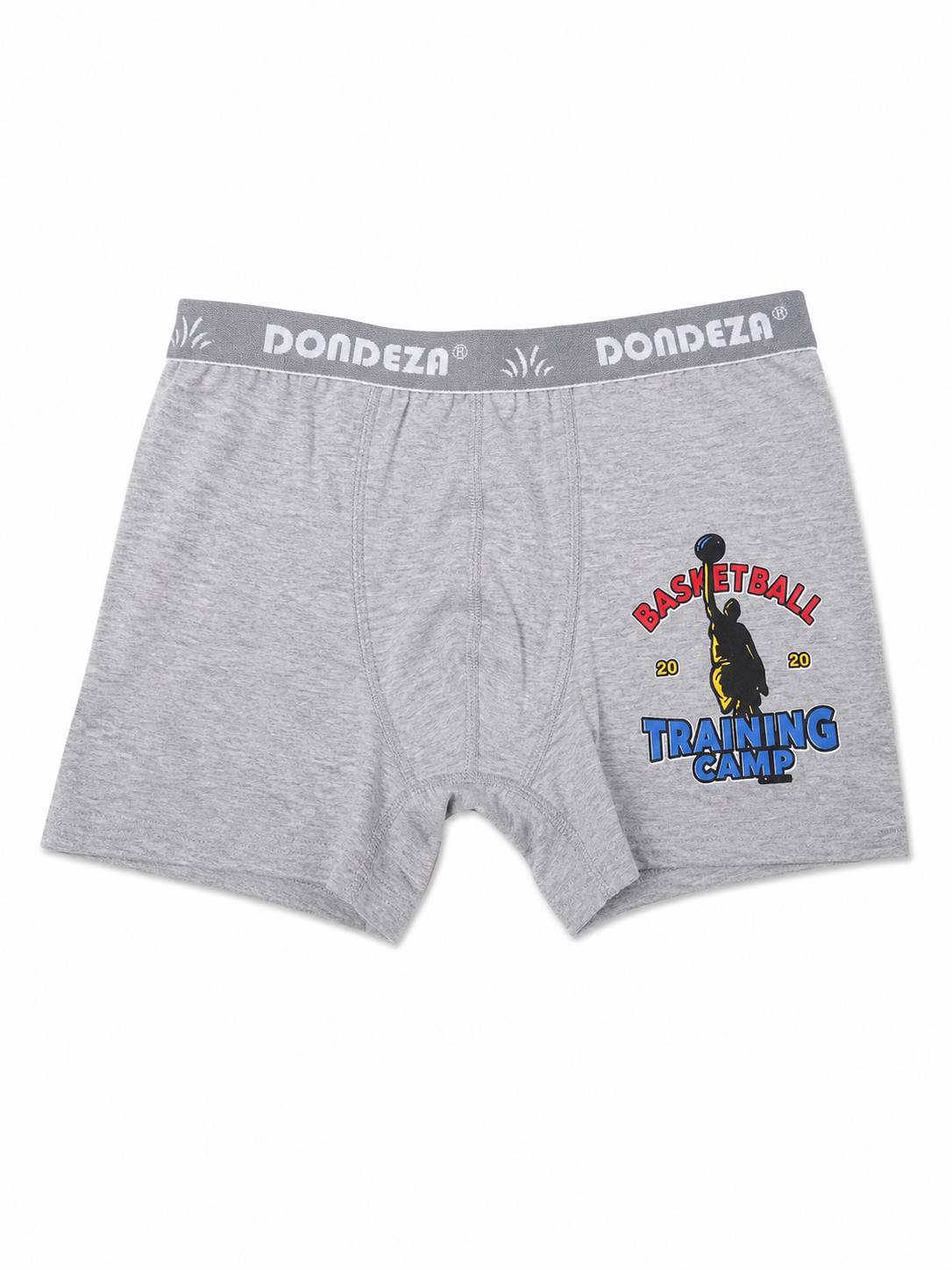 Erkek Çocuk Boxer %100 Pamuklu Baskılı Boxer Külot Gri Basketball Desenli