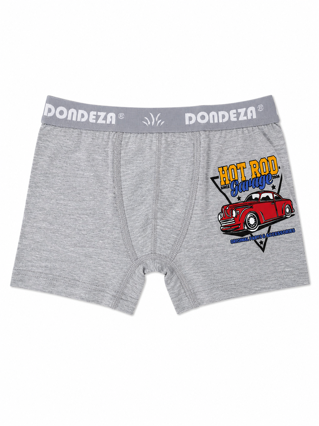 Erkek Çocuk Gri Hot Rod Baskılı Boxer Pamuklu Esnek Boxer