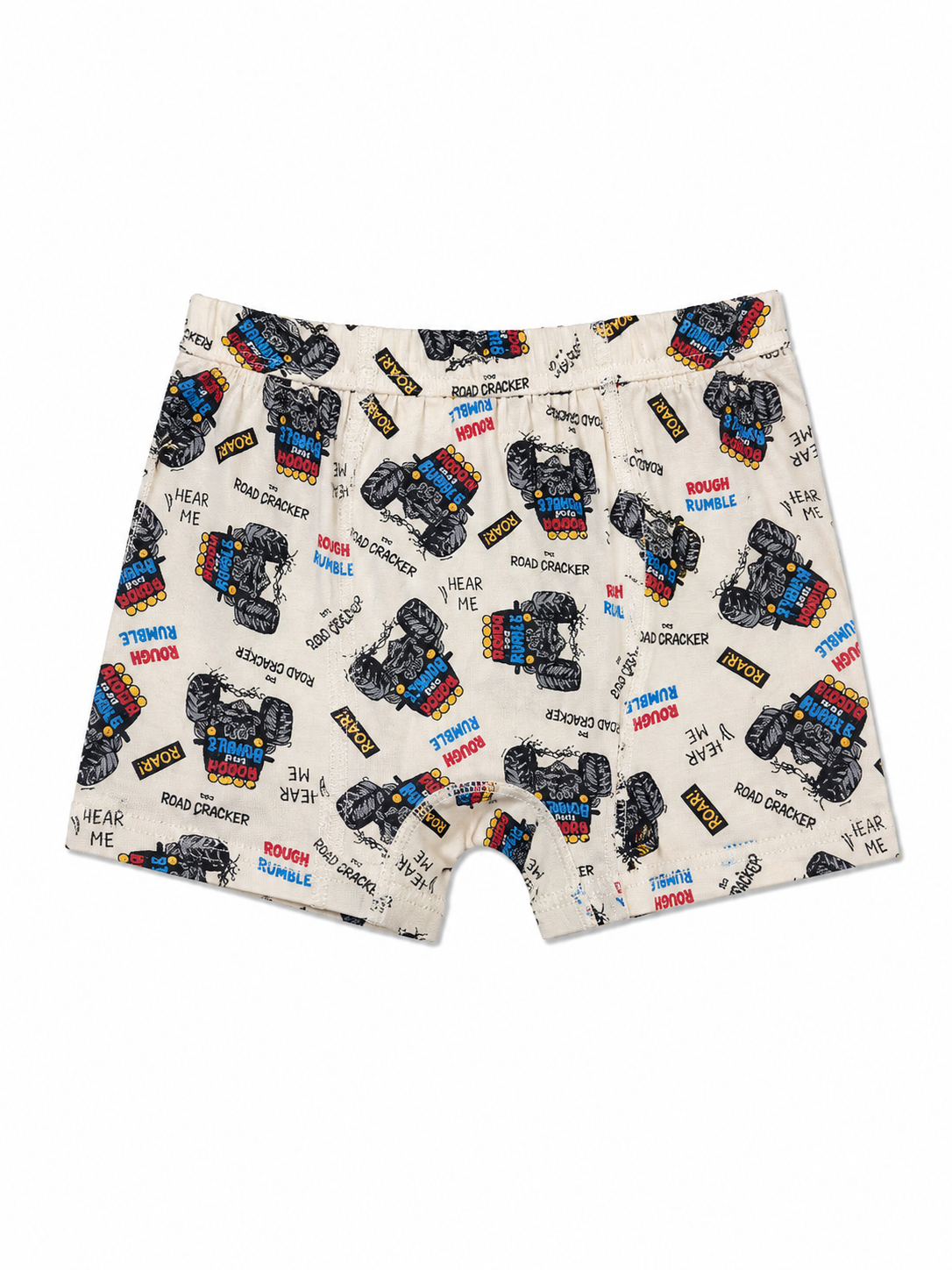 Erkek Çocuk Off White Araba Desenli Boxer – Yumuşak Pamuklu Boxer